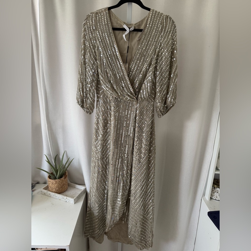 Rachel gilbert lovelle wrap beaded midi dress NO OFFERS CONSIDERED - Picture 8 of 12
